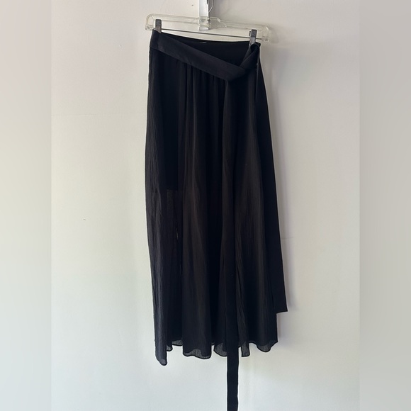 & Other Stories Black Midi Skirt with tie waist and side slits - Picture 1 of 6